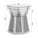 Drum style coffee table with mirror crystal inlay, polygonal silver decorative table, modern design W1005P190409