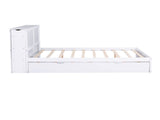 Queen Size Storage Platform Bed with Pull Out Shelves and Twin XL Size Trundle, White 31091386