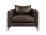 Betla Espresso Top Grain Leather & Aluminum Accent Chair B2726P457630