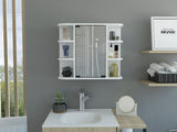 Milan Medicine Cabinet, Six External Shelves Mirror, Three Internal Shelves -White B20091958