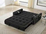 Modern 55.5" Pull Out Sleep Sofa Bed 2 Seater Loveseats Sofa Couch with side pockets, Adjsutable W119368698