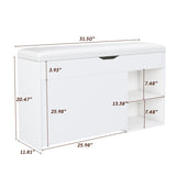 Entryway Bench with Storage,Adjustable 3-Tier Flip-Up Drawers & Hidden Cabinet,Space-Saving W2699P296514
