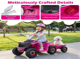 2 in 1 Kids Ride On ATV with Removable Trailer, 6V Electric Quad for Toddlers Ages 3 Rose Red 41959121