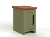 14 inch Chairside Table, No Assembly Required, Sage Green and Fruitwood Finish B108P160215