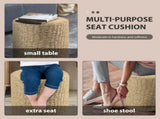 Decor Round Pouf Ottoman Double-Strand Beige Paper Rope Pouf Footrest, Foot Stool, 33969426