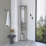 Nashville Corner Bar Cabinet Unit with Wine Glass Rack and Lower Cabinet, Concrete Gray B097P167443