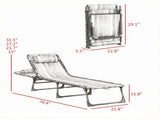Striped 2 Folding Outdoor Lounge Chairs for Beach Camping Use, Pillow, Mesh & Bungee Seat 01917666