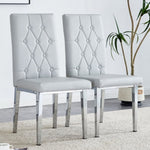 ZUN 2 piece dining chairs.Light gray provides a modern feel, while the checkered buckle design has a W1151132028