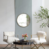 30"x34" Gold Round Mirror, Circle Mirror with Iron Frame for Living Room Bedroom Vanity Entryway W2078126763