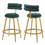 ZUN 27.65'' Modern Counter Stools Set of 2,Dark green velvet Counter Stools with iron Frame,Soft back N780P194940E