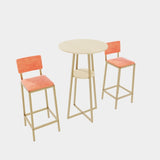 Bar table and chairs three piece set, gold frame, sponge made seat cushions and backrests, bar table W3064P245388