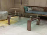 Glass Coffee Table, 38.6" Modern Rectangle Side Center Tables with Clear Tempered Glass Top for 15815600