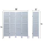 ZUN Sycamore wood 4 Panel Screen Folding Louvered Room Divider - Old white W2181P146770