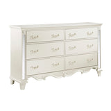 ZUN Glamorous Champagne Finish Dresser of 6 Drawers Textural Panels Traditional Luxury Bedroom Furniture B011P207854