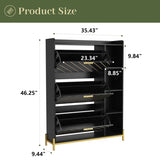 ZUN Shoe Cabinet with 3 Flip Drawers & Open Shelves, Modern Entryway Shoe Storage Cabinet Slim, Narrow 25166378