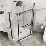 Goodyo Neo-Angle Frameless Shower Door 36 in.D x 36 in.W x 72 in.H Corner Shower Enclosure with D163107681