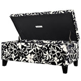 Luxury Storage Ottoman with Floral Patterned Fabric, Soft-Close Hinges, Multi-Functional Footrest & N767P257582W