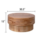 Round Wooden Coffee Table with Hidden Storage - 30.3" Modern Rustic Centerpiece for Living Room , W2729P270752