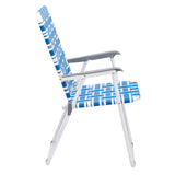 2pcs Steel Tube PP Webbing Bearing 120kg Folding Beach Chair Blue& White Strip 18794766