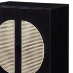 ZUN Black 2-door Wine Cabinet with Rattan Insert B062P185707