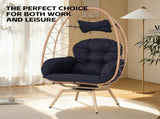 Oversized 360&deg Swivel Rattan Egg Chair Wicker Indoor Outdoor Patio Lounge Chair with Removable T5880P501003