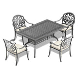 L59.05*W35.43-inch Cast Aluminum Patio Dining Table With Black Frame and Carved Texture on the W1710P166029