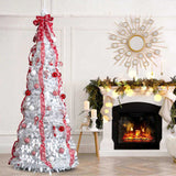 7 FT Fully Decorated Pre-lit Christmas Tree, Pop Up Artificial Xmas Tree with 170 Warm Lights and 98384148