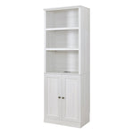 ZUN 1 Doors Bookshelf with USB Port and 3 Open Shelves Bookcase Side Cabinet Storage Shelves, Rustic WF531476AAK