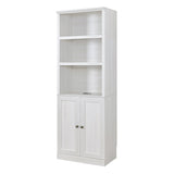 ZUN 1 Doors Bookshelf with USB Port and 3 Open Shelves Bookcase Side Cabinet Storage Shelves, Rustic WF531476AAK