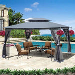 ZUN 13x10 Outdoor Patio Gazebo Canopy Tent With Ventilated Double Roof And Mosquito net W41942174