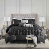7 Piece Tufted Comforter Set Black Queen B03596935
