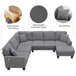 ZUN [New] 108*85.5" Modern U Shape Sectional Sofa, 7 Seat Fabric Sectional Sofa Set 97604557