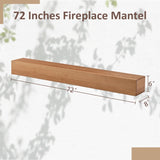 ZUN 72'' Fireplace Mantel Wooden Wall Mounted Floating Shelf 8" Deep Solid Pine Wood,Natural W1422124908