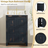24x18x34 Inches Vintage Style Small Bathroom Vanity Combo with Ceramic Sink, 2 Soft-close Doors WF320828AAP
