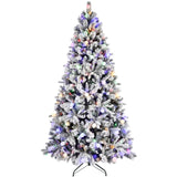 ZUN 8FT PE/PVC/Pine Mixed Christmas Tree with Colorful + Warm Light 10-Function LED, Memory Wire & Easy 46087298