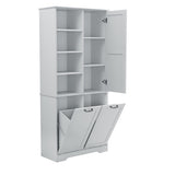 Bathroom Storage Cabinet with Doors and Drawers, Tilt-Out Laundry Hamper, Multiple Storage Space, 36301140