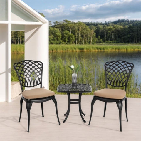 ZUN Bistro Set 3 Piece Rustproof Cast Aluminum Patio Furniture Sets 2 Chairs and 1 Round Table Outdoor, W640P251296