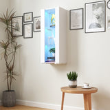 Storage Cabinets with aluminum strip lamp,with Glass Shelves, for Living Room/Bedroom/Office W331P251042