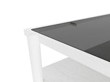 Rectangle Coffee Table with Gray Tempered Glass top and White Legs, Modern Table for Living Room W241139569