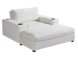 42.8" Oversized Chaise Lounge Chair with Storage Ottoman, Corduroy Sofa Bed with Cup Holders & USB N765P350851W