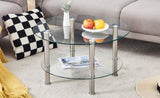 ZUN Contemporary Minimalist Double Layer Tempered Glass Coffee Table - 27.5" Top and 23.6" W1151P234011