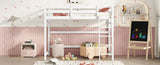 ZUN Twin Size High Loft Bed with inclined Ladder, Guardrails,White 52958115