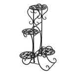 ZUN 4 Potted Rounded Flower Metal Shelves Plant Pot Stand Decoration for Indoor Outdoor Garden Black 69287047