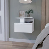White 1-Drawer Floating Nightstand B062P175085