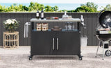 K&K 54.5" Outdoor Kitchen Island with Stainless Steel Tabletop, Metal Grill Cart Table with Storage N707P270779B