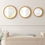 ZUN Gold Beaded Round Wall Mirror 3-piece set B03599371