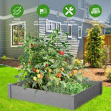 Raised Garden Bed 48x48x10'', Outdoor Wood Planter Box Over Floor, Tool-Free Assembly 57685134