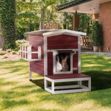 ZUN Outdoor Cat House, Large Feral Cats House with Escape Door,Wooden Outside Cat Shelter Weatherproof W142763538