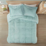 King/Cal King Shaggy Long Fur Comforter Mini Set B03595951