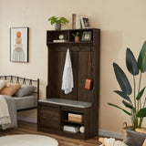 ZUN Dark brown, Column Coat Rack with Storage Shoe Cabinet 28345920